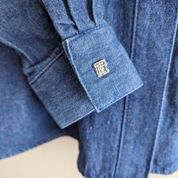 Vintage Info Denim Button Down Denim Top - Picture 6 of 6